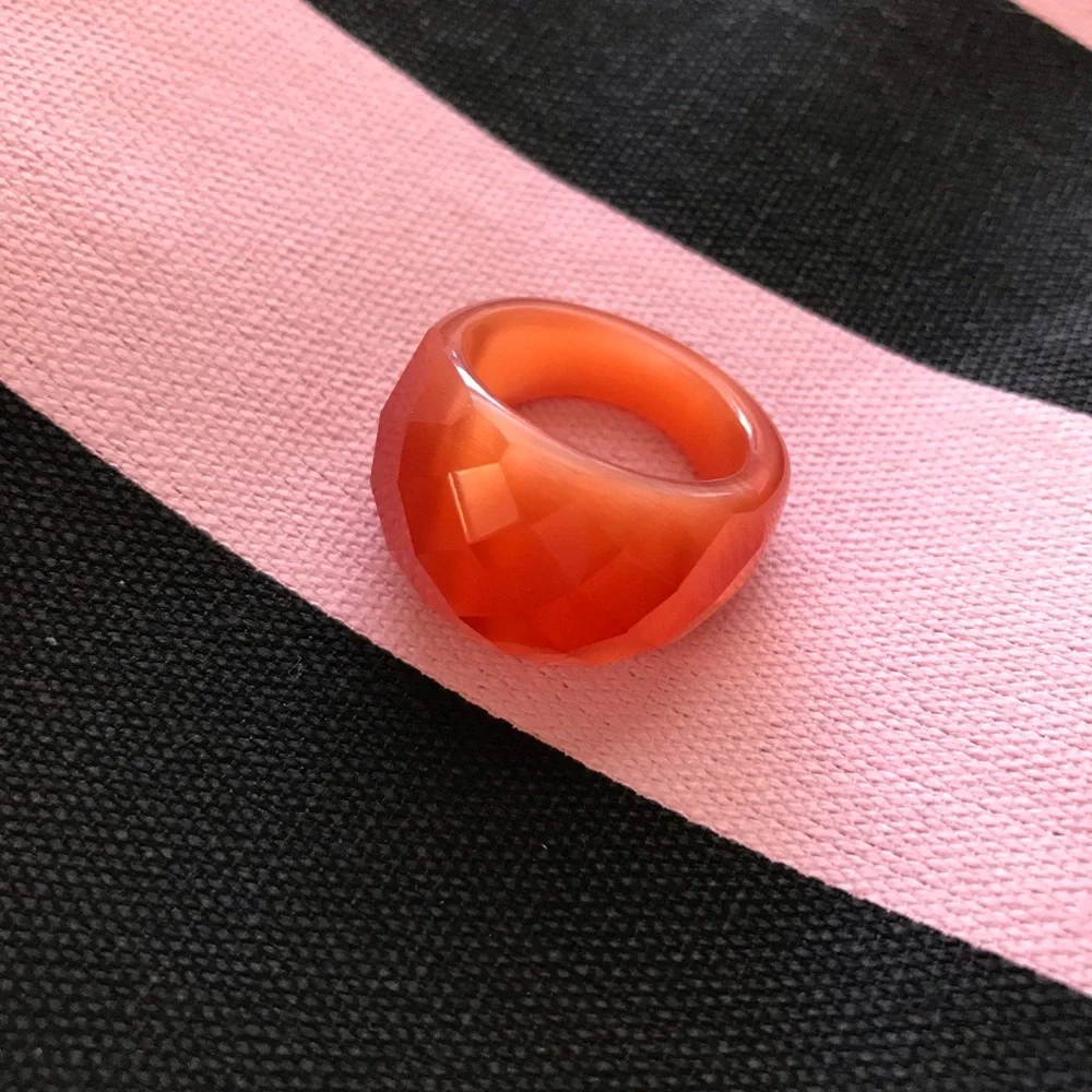 Red Faceted Cats Eye Dome Ring Sz 8‎